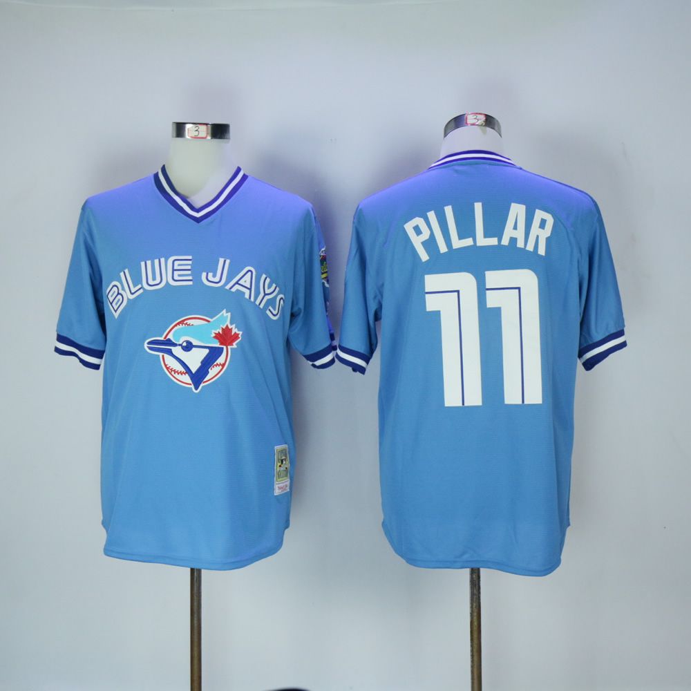 Men Toronto Blue Jays #11 Pillar Light Blue Throwback MLB Jerseys